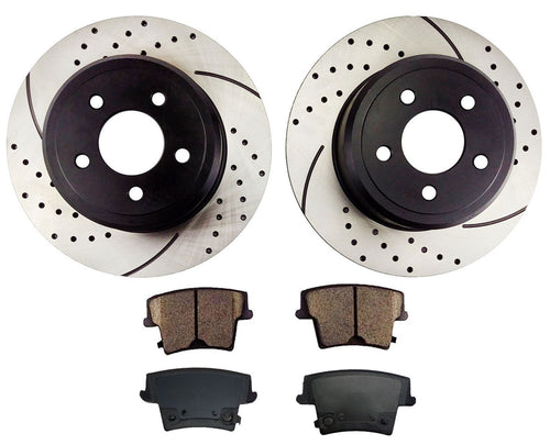 Atmansta QPD10006 Rear Slotted & Drilled Rotors and Ceramic Pads Brake Kit for 2005-2018 Chrysler 300 2006-2018 Dodge Charger 2009-2011 Dodge Challenger V6 RWD2005-08 Dodge Magnum