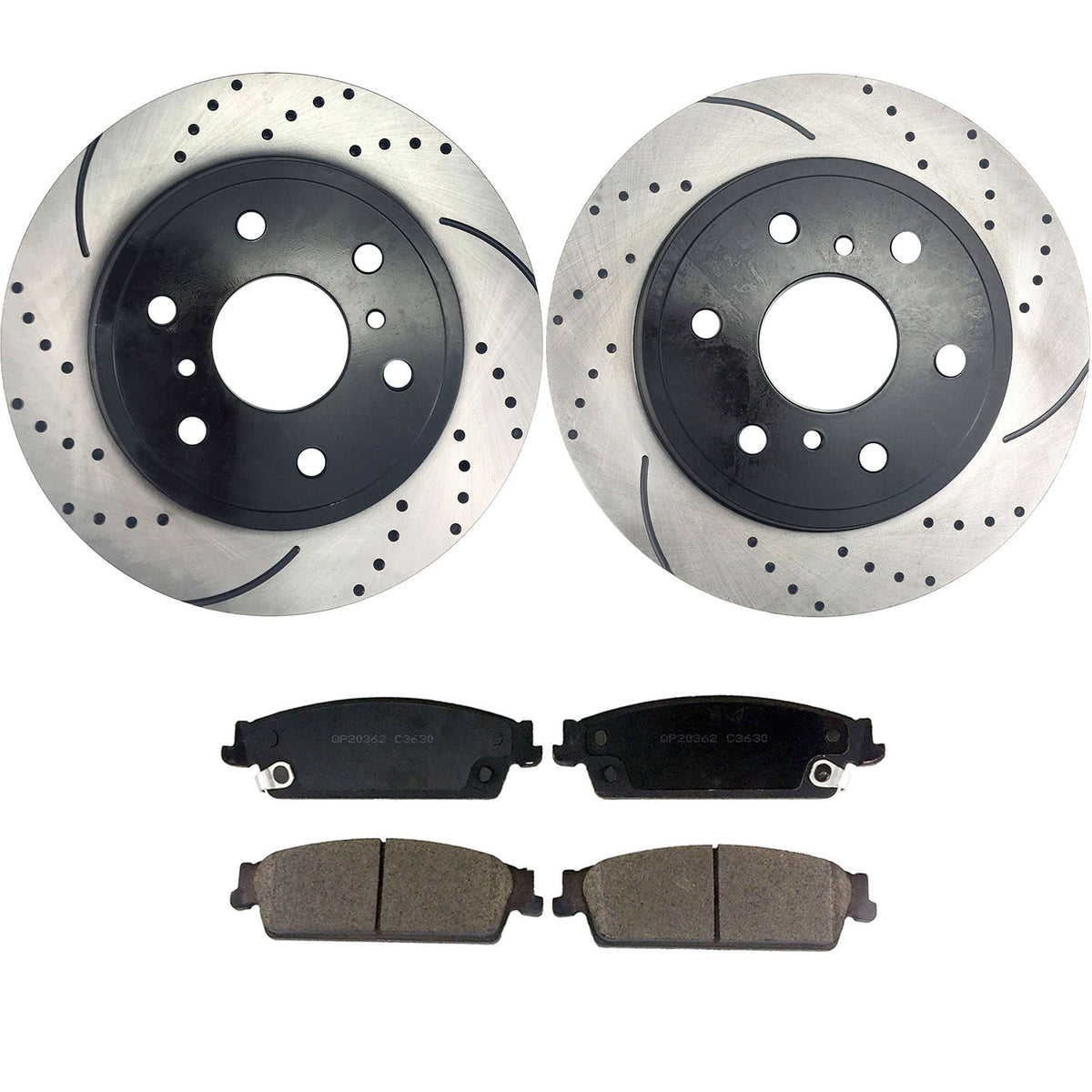 Atmansta QPD10054 Rear Brake kit with Drilled/Slotted Rotors