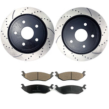 Load image into Gallery viewer, Atmansta QPD10059 Rear Slotted & Drilled Rotors and Ceramic Pads Brake Kit for 2007-2009 Chrysler Aspen 2004-2009 Dodge Durango 2002-2010 Dodge Ram 1500 2011-2018 Ram 1500