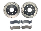 Atmansta QPD10035 Front Slotted & Drilled Rotors and Ceramic Pads Brake Kit fit for Cadillac GMC