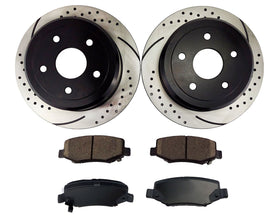 Atmansta QPD10012 Rear Brake kit with Drilled/Slotted Rotors and Ceramic Brake pads for 2007-2016 Jeep Wrangler