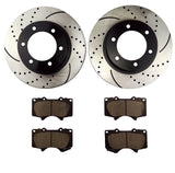 Atmansta QPD10046 Front Brake kit with Drilled/Slotted Rotors and Ceramic Brake pads for Toyota 4Runner FJ Cruiser Tacoma