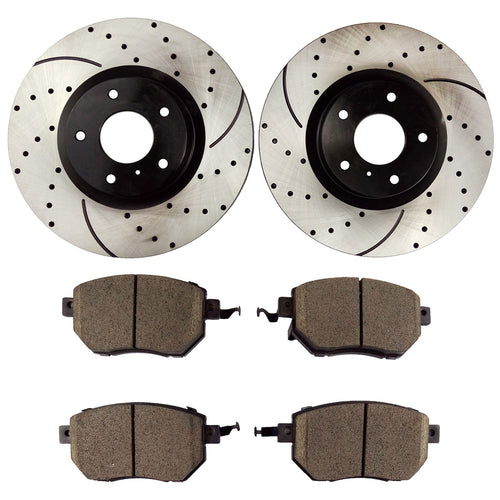 Atmansta QPD10047 Front Brake kit with Drilled/Slotted Rotors and Ceramic Brake pads fits 2003-2005 Infiniti FX35