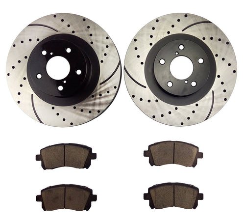 Atmansta QPD10049 Front Brake kit with Drilled/Slotted Rotors and Ceramic Brake pads for Subaru forester impreza outback