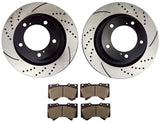 Atmansta QPD10002 Front Slotted & Drilled Rotors and Ceramic Pads Brake Kit for Toyota Land Cruiser Sequoia Tundra