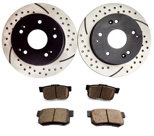 Atmansta QPD10003 Rear Slotted & Drilled Rotors and Ceramic Pads Brake Kit for 1997-01 Acura Integra 2002-06 RSX 1998-02 Honda