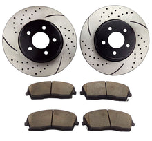 Load image into Gallery viewer, Atmansta QPD10015 Front Brake kit with Drilled/Slotted Rotors and Ceramic Brake pads for 2005-2017 Chrysler 300 2006-2017 Dodge Challenger Charger Magnum V6 RWD