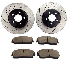 Atmansta QPD10015 Front Brake kit with Drilled/Slotted Rotors and Ceramic Brake pads for 2005-2017 Chrysler 300 2006-2017 Dodge Challenger Charger Magnum V6 RWD