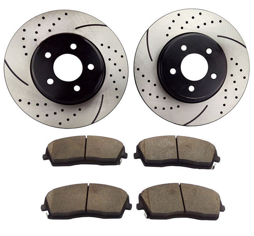 Atmansta QPD10015 Front Brake kit with Drilled/Slotted Rotors and Ceramic Brake pads for 2005-2017 Chrysler 300 2006-2017 Dodge Challenger Charger Magnum V6 RWD