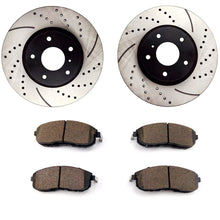 Load image into Gallery viewer, Atmansta QPD10026 Front Brake kit with Drilled/Slotted Rotors and Ceramic Brake pads for Infiniti G35 Nissan 350Z