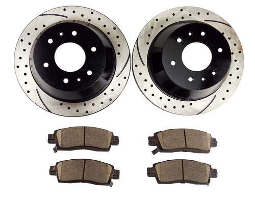 Atmansta QPD10033 Rear Brake kit with Drilled/Slotted Rotors and Ceramic Brake pads for Buick Chevrolet GMC Isuzu Oldsmobile Saab