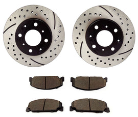 Atmansta QPD10007 Front Brake kit with Drilled/Slotted Rotors and Ceramic Brake pads for 1990-1999 Honda Civic