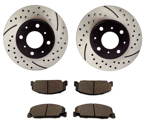 Atmansta QPD10007 Front Brake kit with Drilled/Slotted Rotors and Ceramic Brake pads for Honda Civic