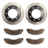 Atmansta QPD10040 Front Brake kit with Drilled/Slotted Rotors and Ceramic Brake pads for Ford Excursion F-250 Super Duty 4WD