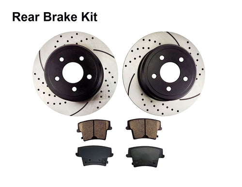 Atmansta QPD20001 Front & Rear Brake kit with Drilled/Slotted Rotors and Ceramic Brake pads for 2005-2017 Chrysler 300 2006-2017 Dodge Challenger/Charger/Magnum V6 RWD