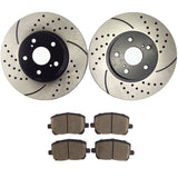 Atmansta QPD10004 Front Slotted & Drilled Rotors and Ceramic Pads Brake Kit for Pontiac VIBE Toyota Corolla