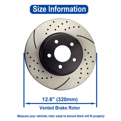 Atmansta QPD10015 Front Brake kit with Drilled/Slotted Rotors and Ceramic Brake pads for 2005-2017 Chrysler 300 2006-2017 Dodge Challenger Charger Magnum V6 RWD