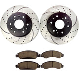 Atmansta QPD10051 Front Brake kit with Drilled/Slotted Rotors and Ceramic Brake pads fit for Chevy Avalanche Cadillac XTS GMC