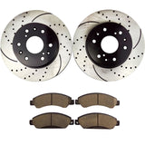 Atmansta QPD10052 Front Brake kit with Drilled/Slotted Rotors and Ceramic Brake pads fit for Cadillac Escalade GMC