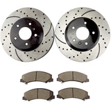 Atmansta QPD10053 Front Brake kit with Drilled/Slotted Rotors and Ceramic Brake pads fit for Buick Lucerne