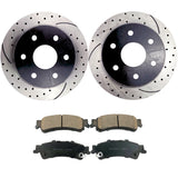 Atmansta QPD10055 Rear Slotted & Drilled Rotors and Ceramic Pads Brake Kit for 1999-2005 Chevrolet Silverado 1500 GMC