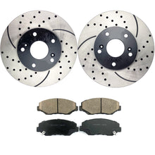 Load image into Gallery viewer, Atmansta QPD10056 Front Brake kit with Drilled/Slotted Rotors and Ceramic Brake pads for 2003-2012 Honda Accord 2003-2011 honda element