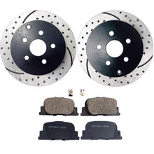 Load image into Gallery viewer, Atmansta QPD10057 Rear Brake kit with Drilled/Slotted Rotors and Ceramic Brake pads for 2005-2010 Scion TC