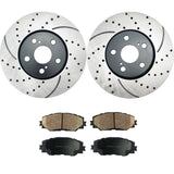 Atmansta QPD10061 Front Brake kit with Drilled/Slotted Rotors and Ceramic Brake pads for 2009 2010 Pontiac Vibe 2010-2017 Toyota Corolla 2009-2013 Toyota Matrix