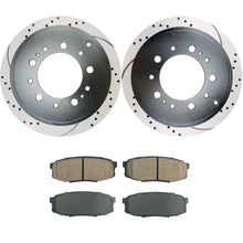 Load image into Gallery viewer, Atmansta QPD10064 Rear Brake kit with Drilled/Slotted Rotors and Ceramic Brake pads for 2007-2013 Toyota Tundra 2008-2015 Toyota Sequoia