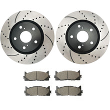 Load image into Gallery viewer, Atmansta QPD10066 Front Brake kit with Drilled/Slotted Rotors and Ceramic Brake pads for 2008-2018 LEXUS ES350 TOYOTA Avalon 2007-2017 TOYOTA Camry