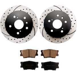 Atmansta QPD10068 Rear Brake kit with Drilled/Slotted Rotors and Ceramic Brake pads fit for 2013-2016 LEXUS ES350 TOYOTA Avalon 2012-2016 TOYOTA Camry