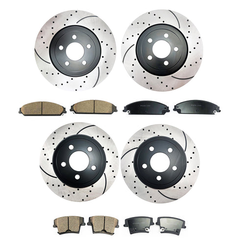 Atmansta QPD20013 Front & Rear Brake kit with Drilled/Slotted Rotors and Ceramic Brake pads for 2005-2018 Chrysler 300 / 2006-2018 Dodge Charger / 2009-2017 Challenger / 2006-2008 Magnum 5.7L V8 or AWD V6